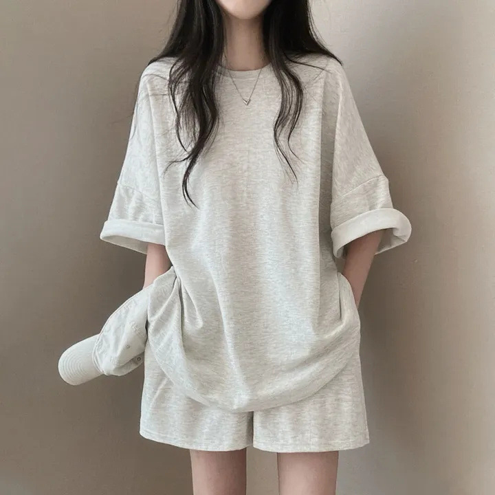 パンツセットアップ ゆったりオーバーサイズ上下セット半袖ショートパンツ