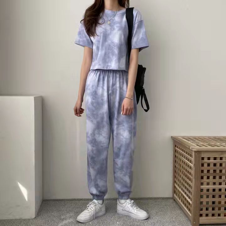パンツセットアップ もやもや染め風ワイドセットアップ