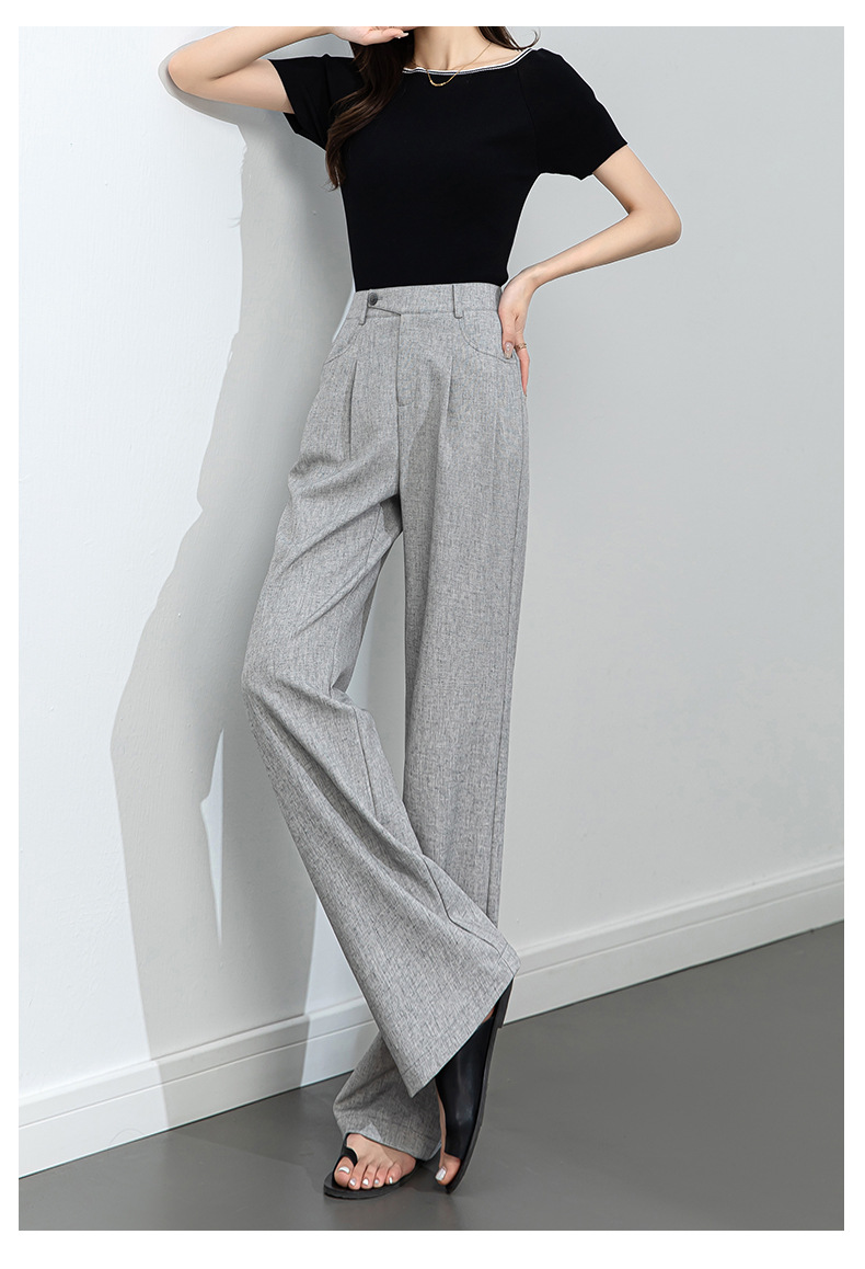 パンツセットアップ リネン風ワイドパンツ 上品フレア