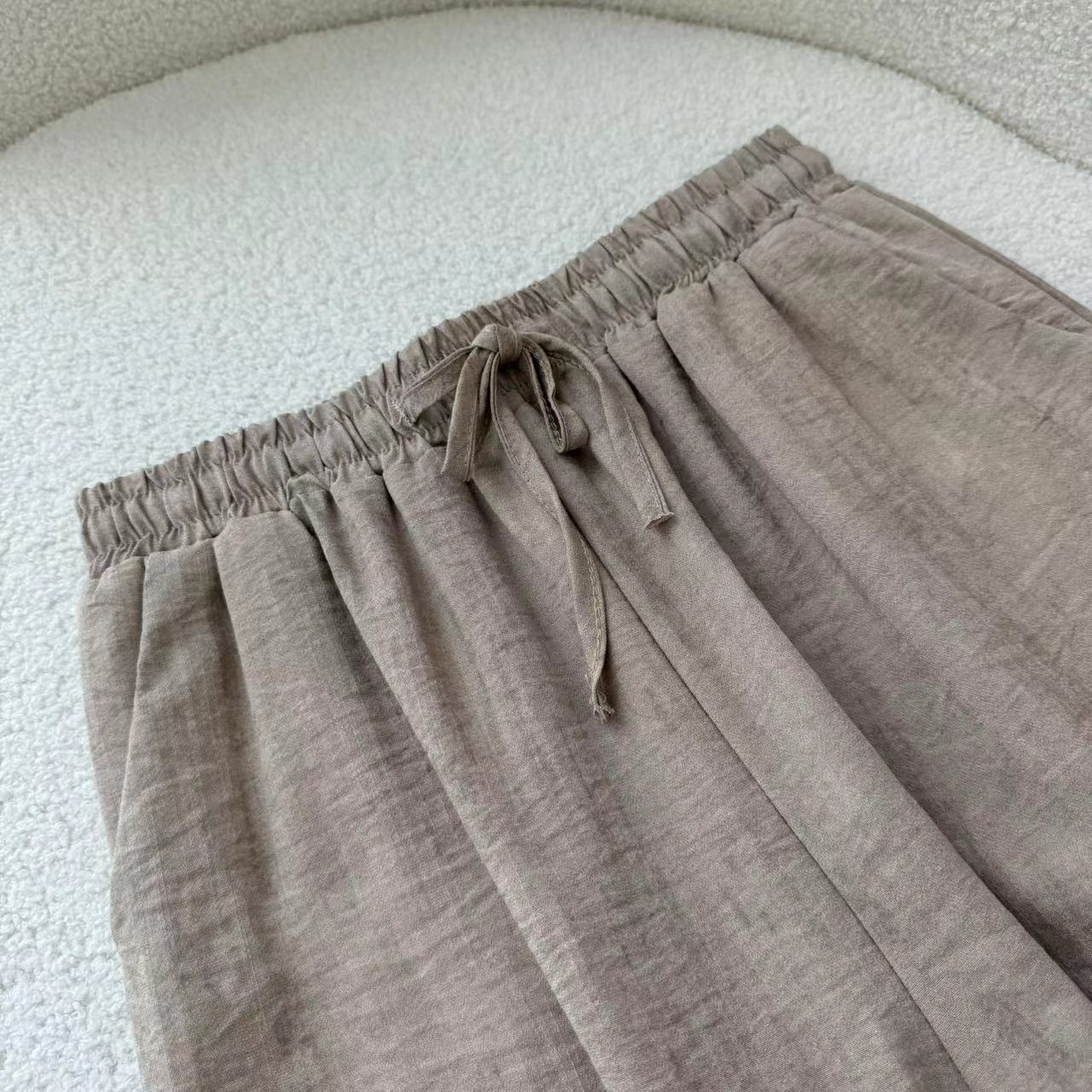 パンツセットアップ ワイド パフスリーブ麻混ワイドセットアップ