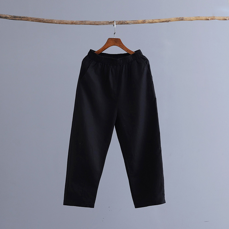パンツセットアップ リネン素材のゆったりクロップドパンツ
