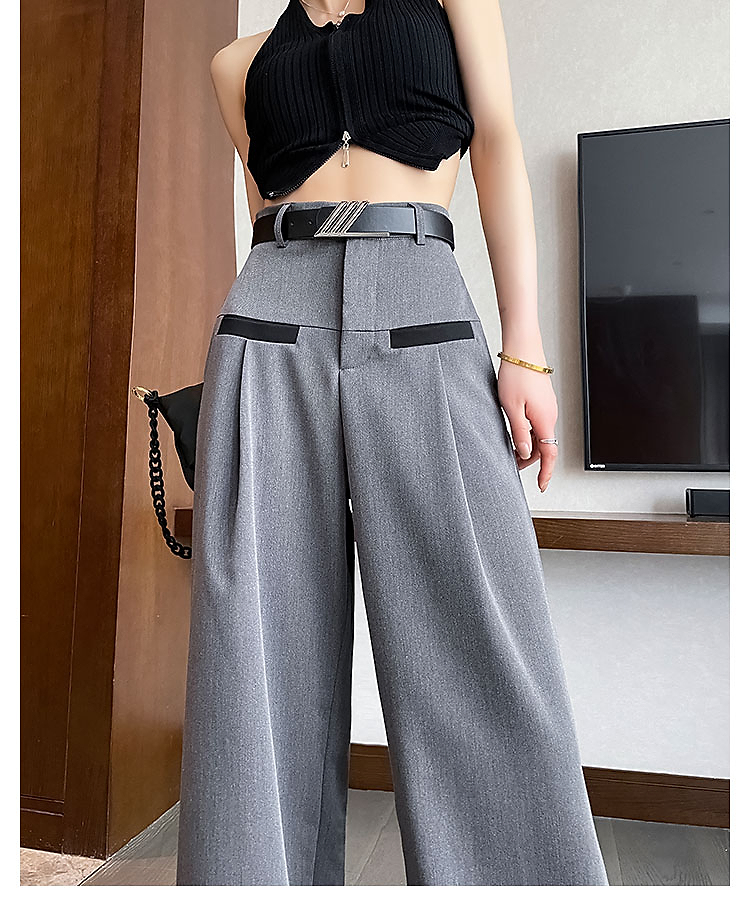 パンツセットアップ ポケット切替ハイウエストワイドパンツ