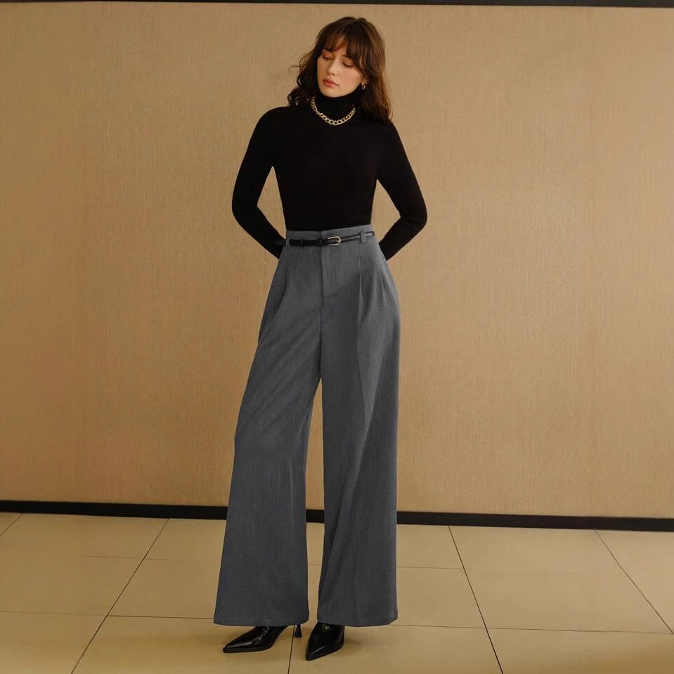 パンツセットアップ ハイウエストワイドパンツセットアップ