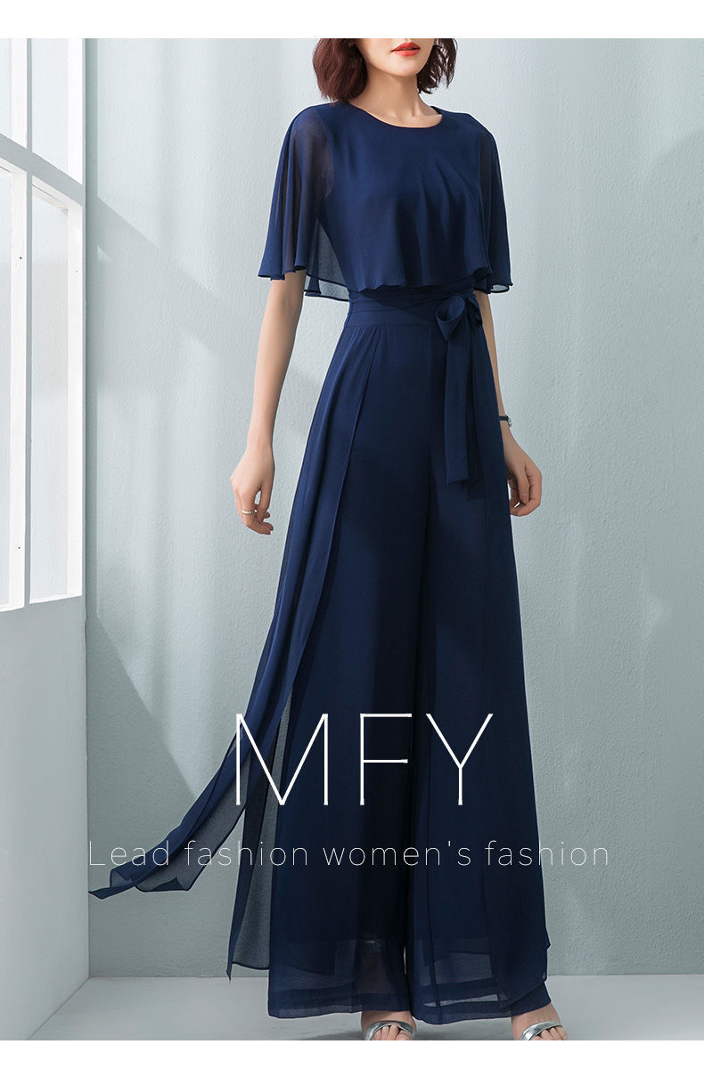 パンツセットアップ シフォン重ね華麗パンツセットアップ