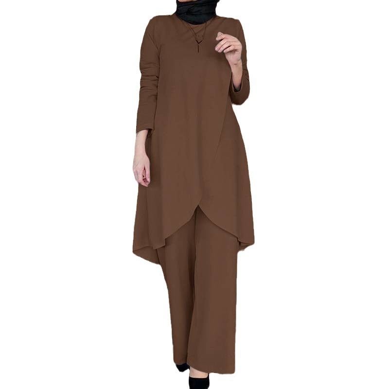 パンツセットアップ アシンメトリー裾チュニックパンツセット