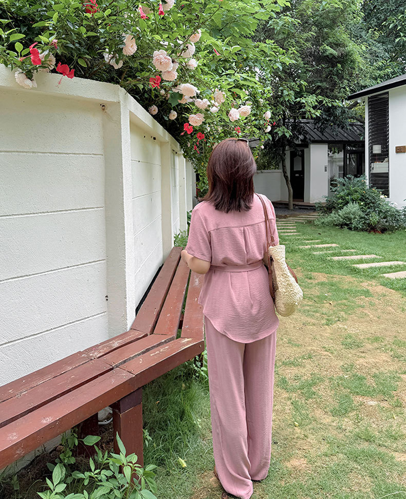 パンツセットアップ 上品リラックスワイドパンツセット