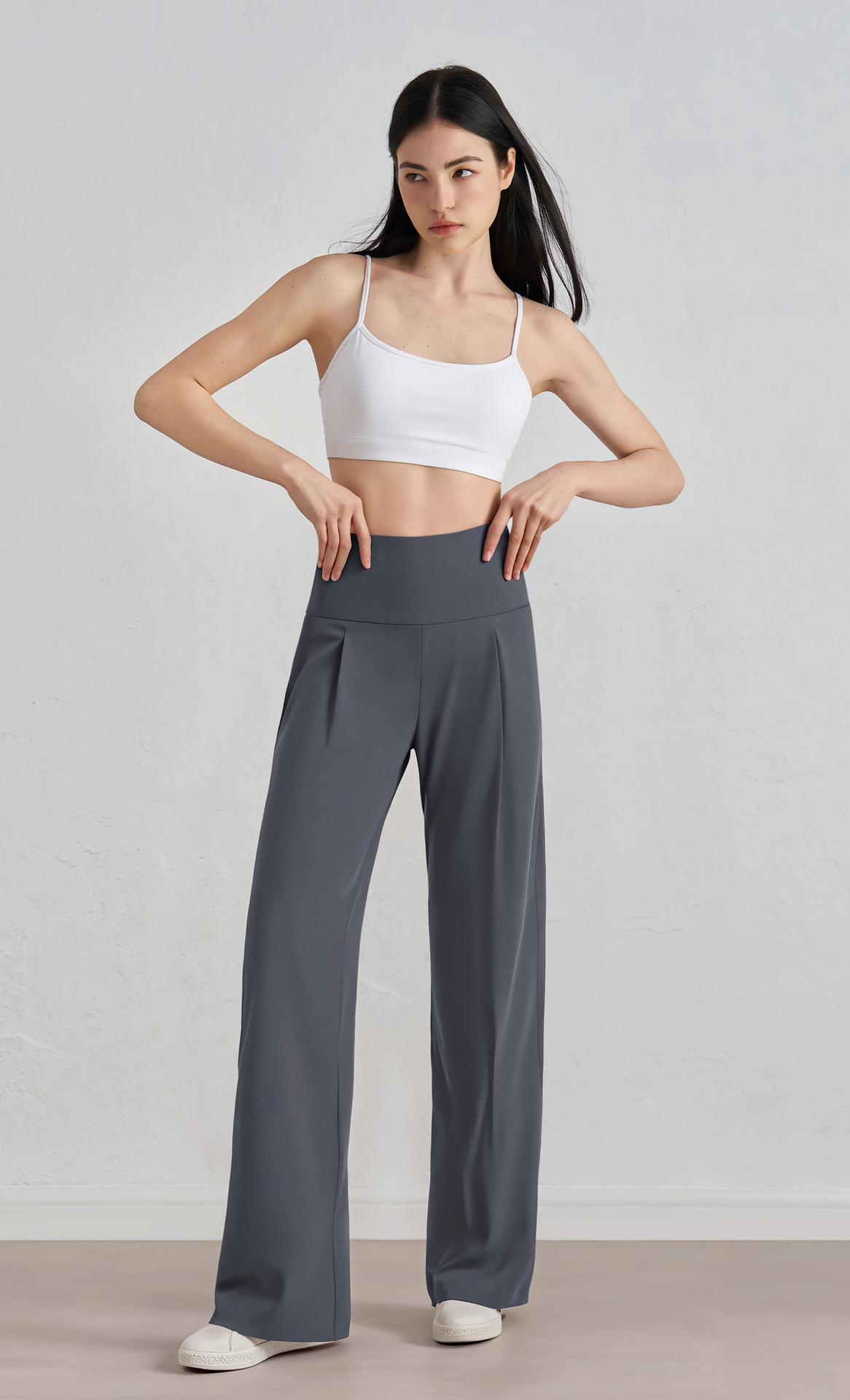 パンツセットアップ ハイウエストワイドパンツ