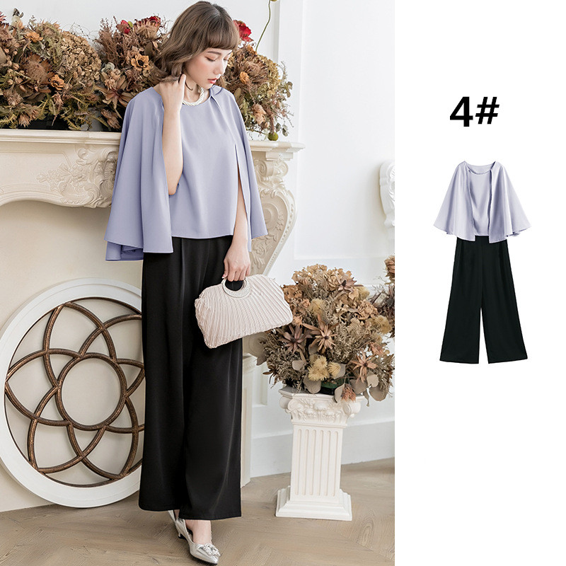 パンツセットアップ 上品ブラウス×ワイドパンツ フォーマル上下セットアップ