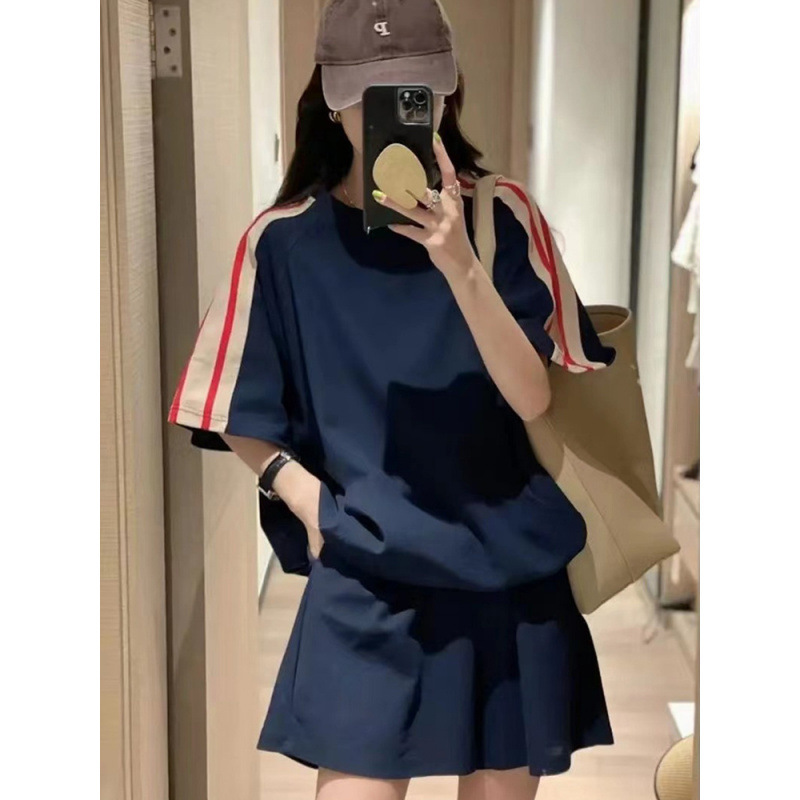 パンツセットアップ ラインデザイン サイドポケット ショートセット