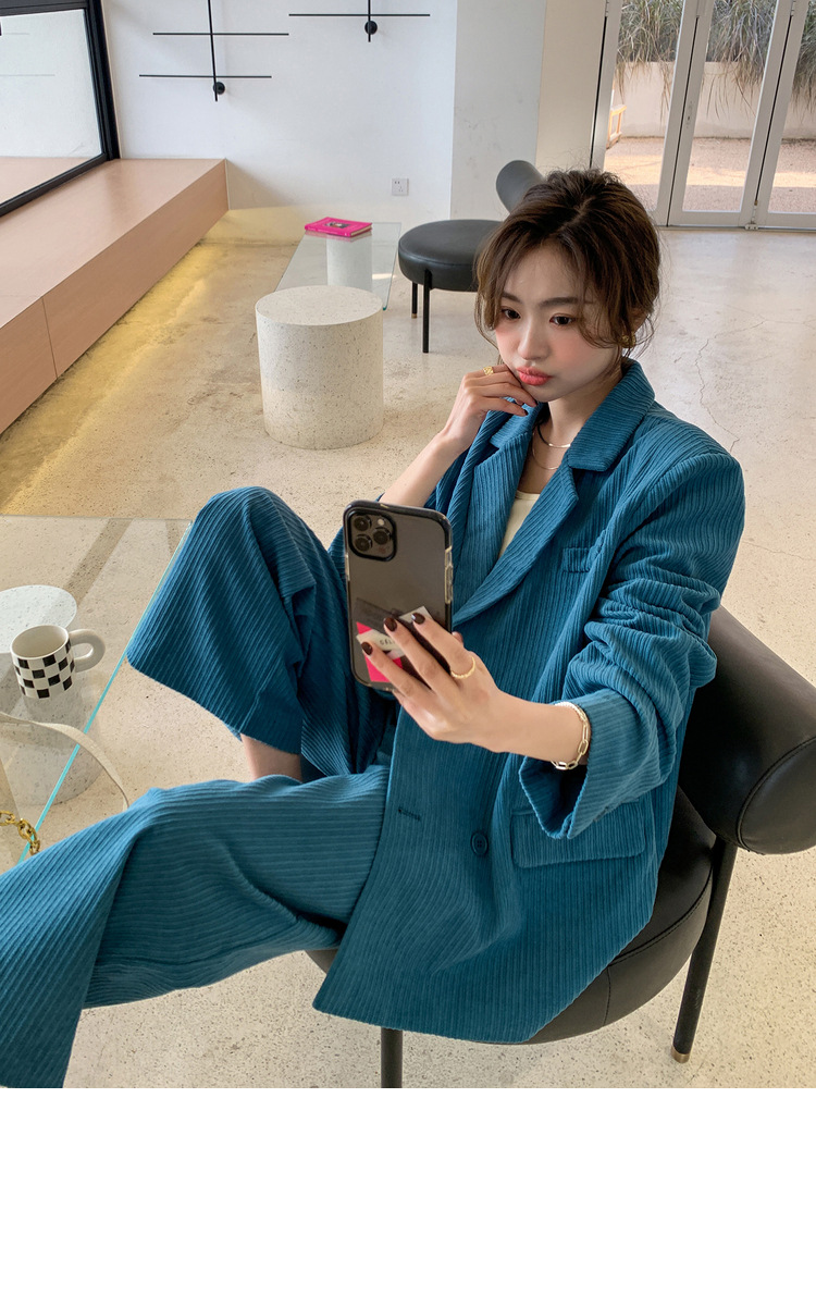 パンツセットアップ コーデュロイワイドパンツセットアップ