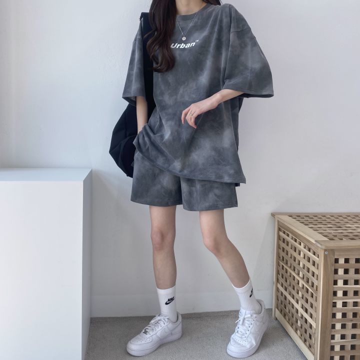 パンツセットアップ ムラ染め風ゆったりパンツセットアップ