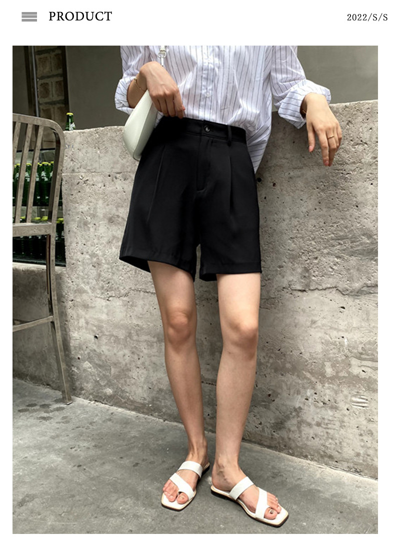 パンツセットアップ 上品シルエット タックショートパンツ
