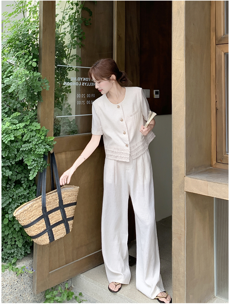 パンツセットアップ シャーリングポケット付きワイドセットアップ