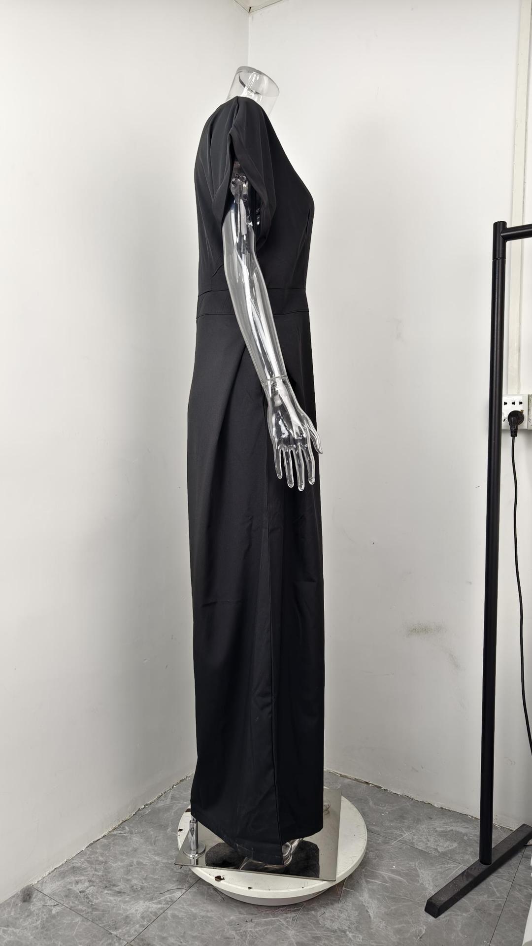 パンツセットアップ 優雅スキッパーワイドパンツセット