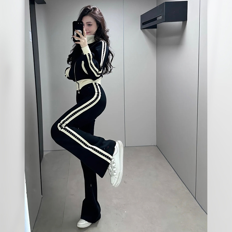 パンツセットアップ サイドラインワイドパンツセットアップ