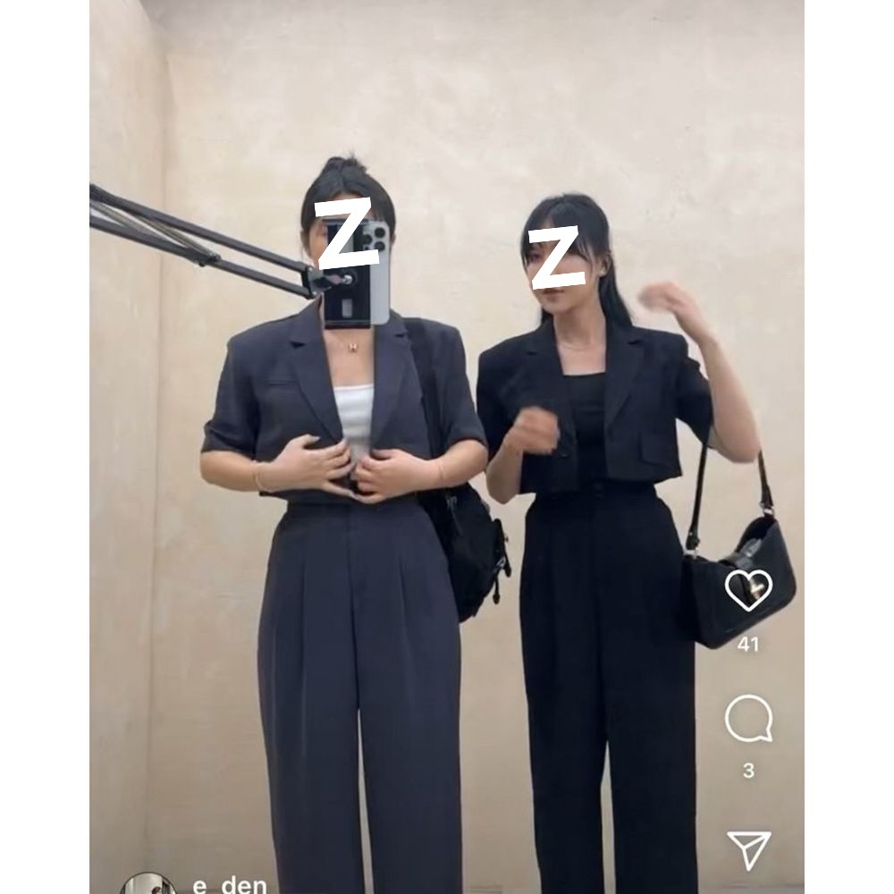 パンツセットアップ 五分袖ジャケット＆ワイドパンツセット