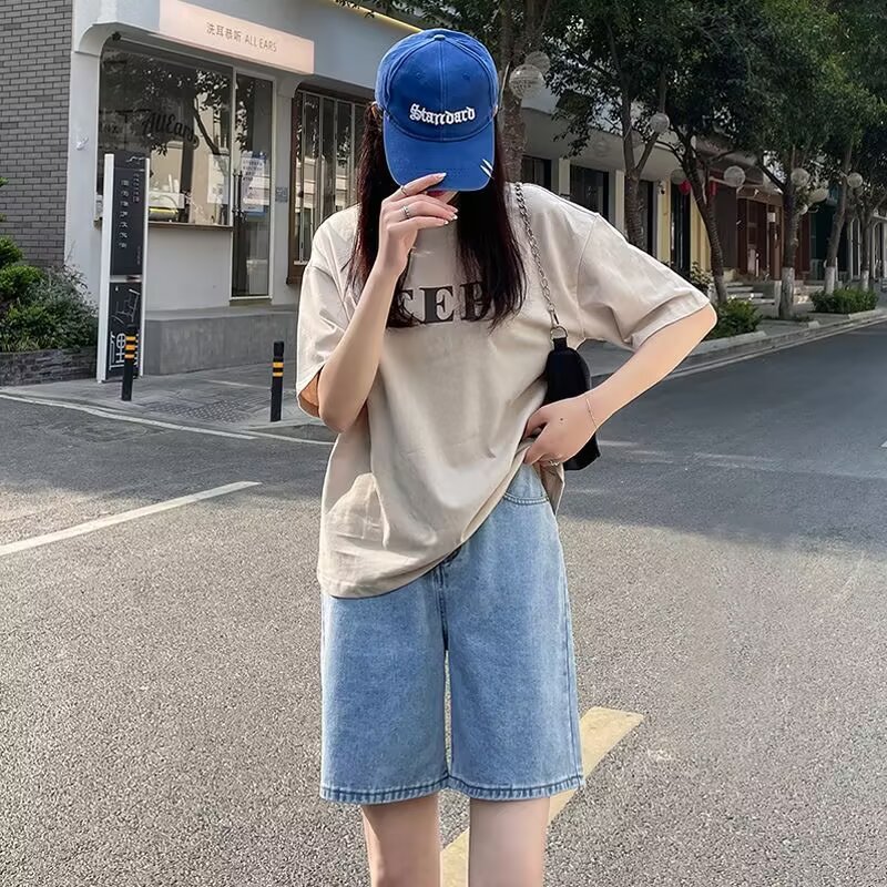 パンツセットアップ こなれ感デニムハーフパンツセットアップ