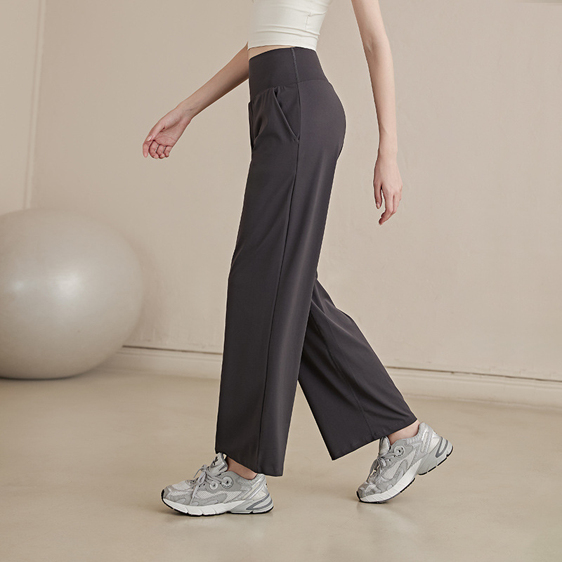 パンツセットアップ ハイウエストストレッチワイドパンツ