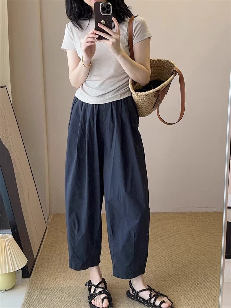 パンツセットアップ ゆったりシルエット天然素材バルーンパンツ