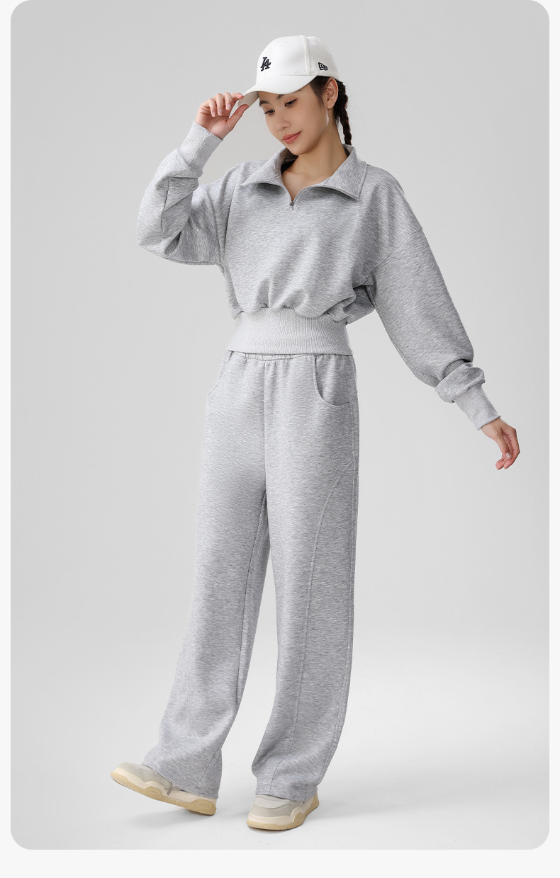 パンツセットアップ ハーフジップ ゆったりパンツセット