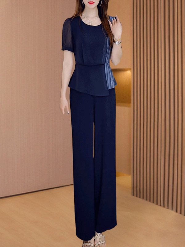パンツセットアップ 優美シルエット ペプラム切替上品セット
