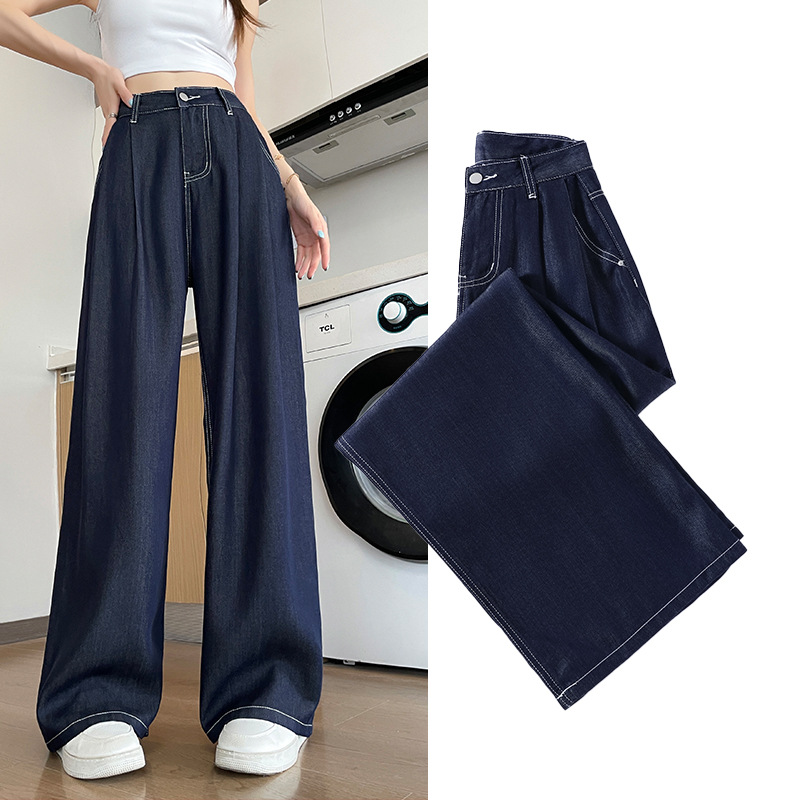 パンツセットアップ タック入りデニムワイドパンツ