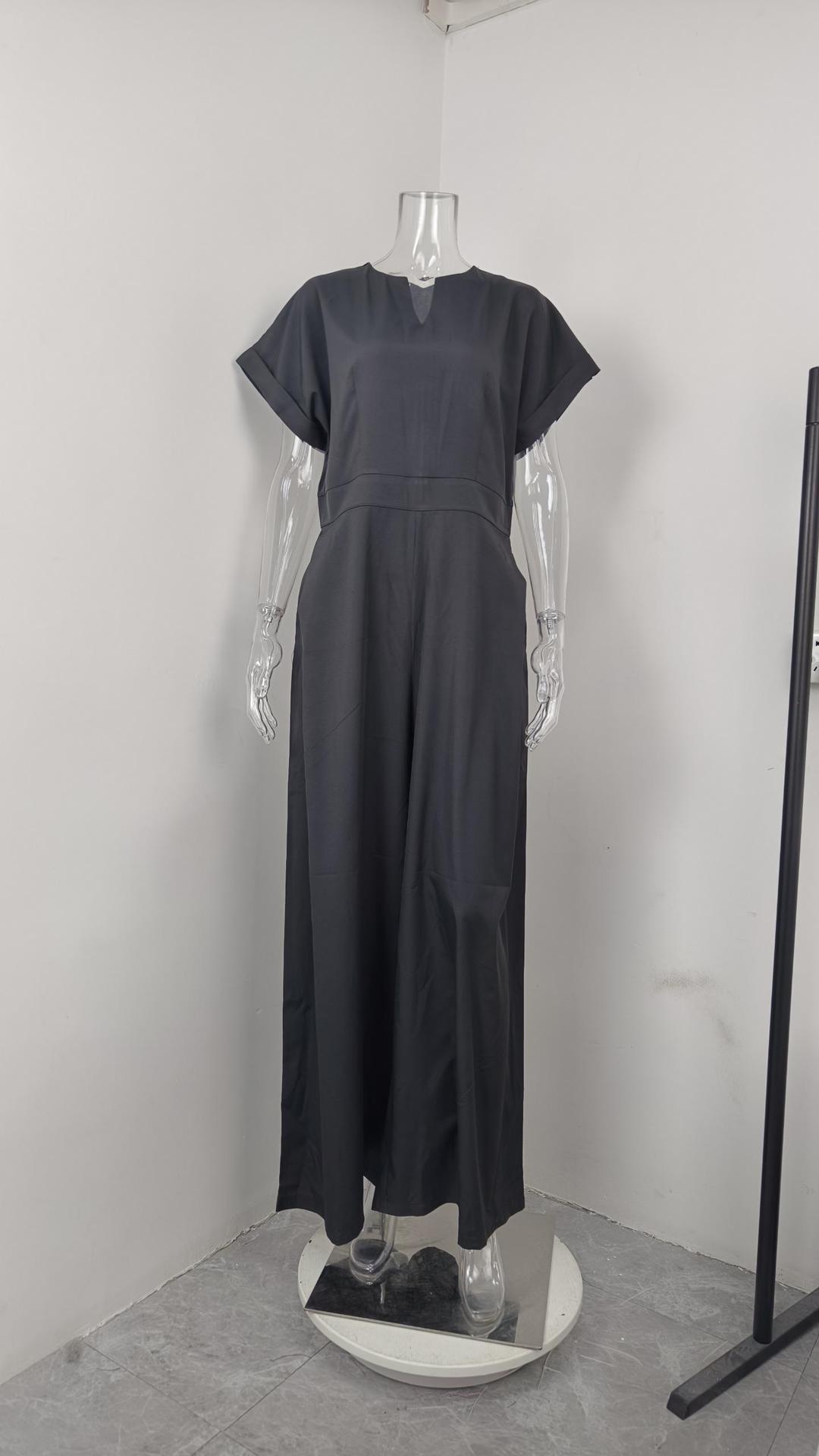 パンツセットアップ 優雅スキッパーワイドパンツセット