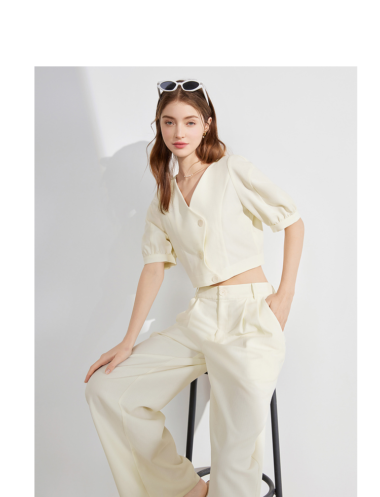パンツセットアップ フォーマル ショートパフスリーブ