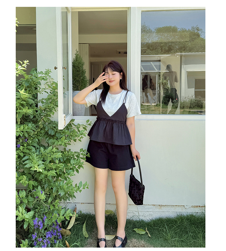 パンツセットアップ 重ね着風キャミソールパンツセット