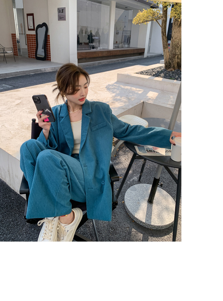パンツセットアップ コーデュロイワイドパンツセットアップ