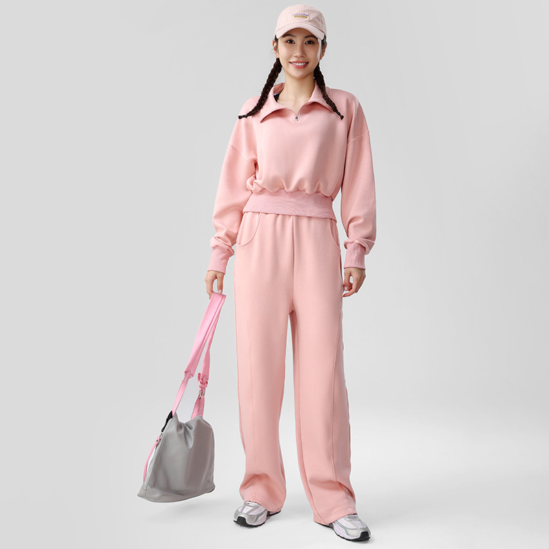 パンツセットアップ ハーフジップ ゆったりパンツセット