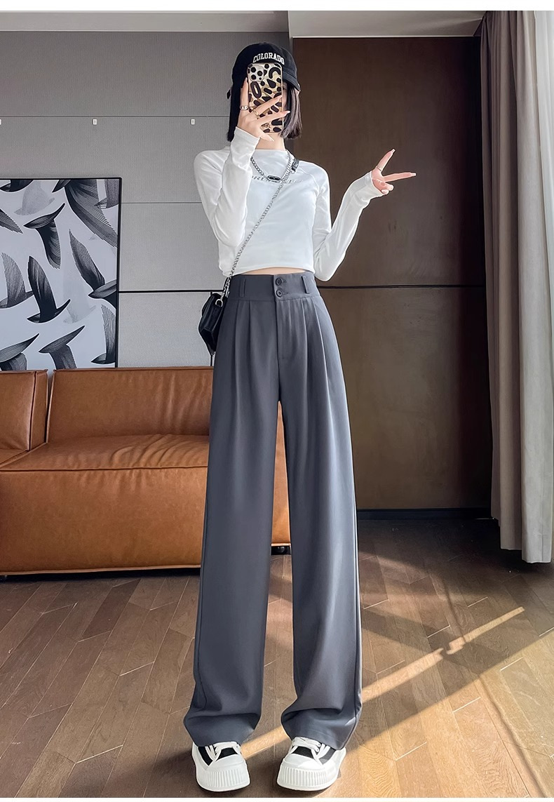 パンツセットアップ ハイウエストタックワイドパンツ