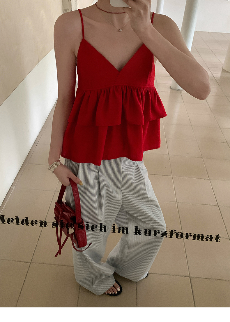 パンツセットアップ フリルキャミ×ワイドパンツセット