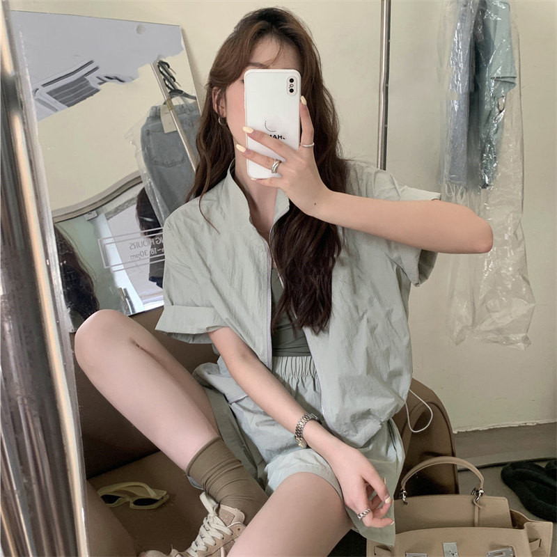 パンツセットアップ 夏新作 合わせやすい ハイウエスト ショートパンツ セットアップ