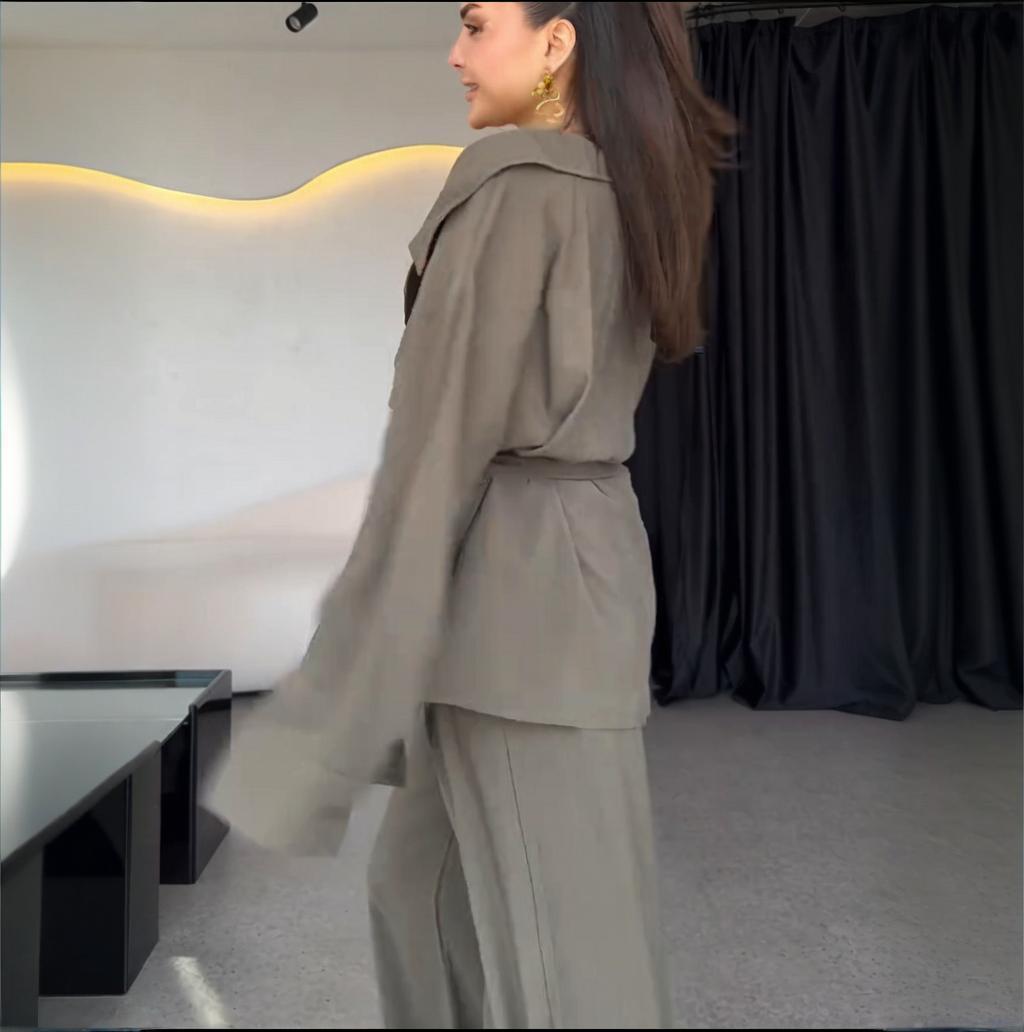 パンツセットアップ リラックス羽織りワイドパンツセット