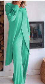 パンツセットアップ ドレープ風ワイドパンツセットアップ
