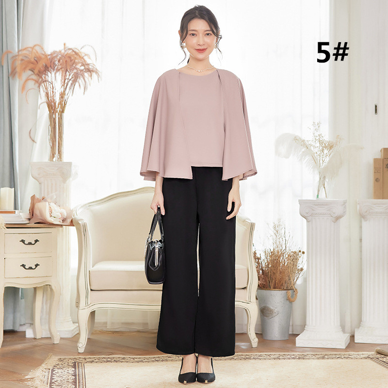 パンツセットアップ 上品ブラウス×ワイドパンツ フォーマル上下セットアップ