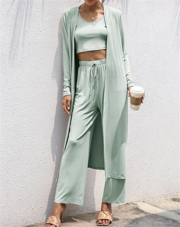 ゆったりワイドパンツセットアップ三点セット