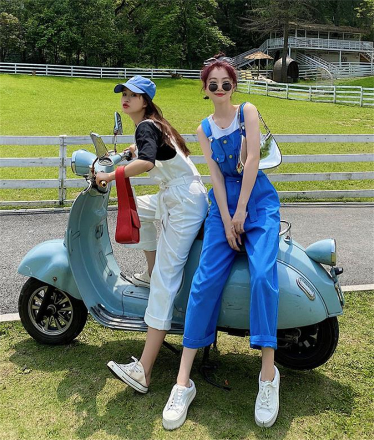 パンツセットアップ サスペンダー付きワイドオーバーオール カジュアル多機能パンツ