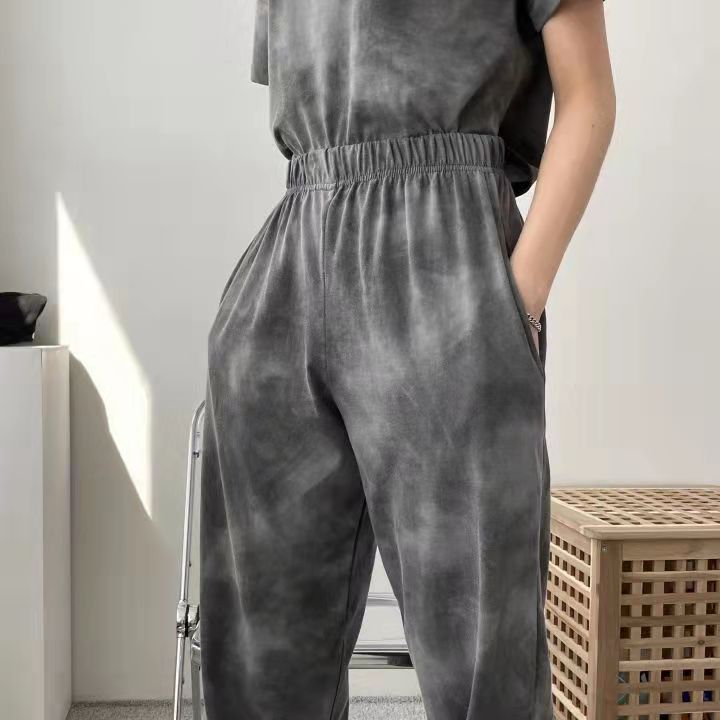 パンツセットアップ もやもや染め風ワイドセットアップ