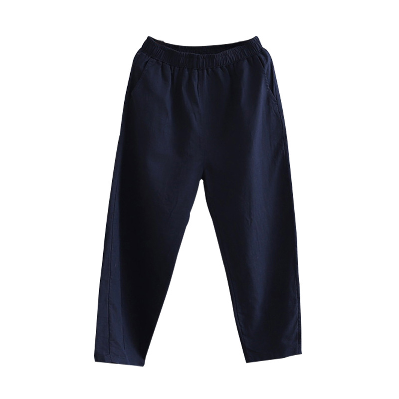 パンツセットアップ リネン素材のゆったりクロップドパンツ