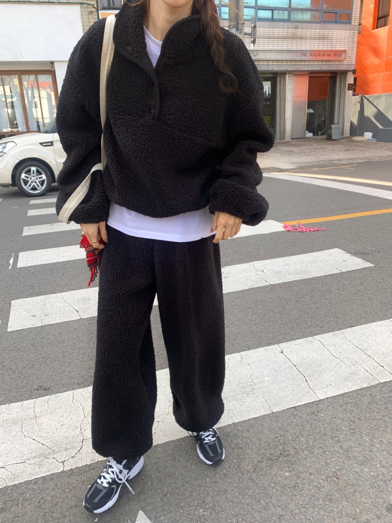 今季注目ふわもこ羊毛風ワイドパンツセットアップ