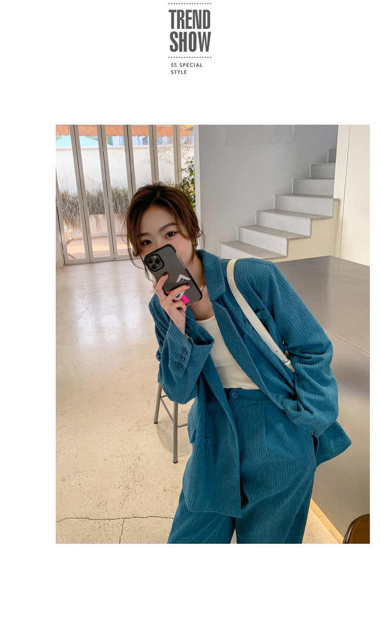 パンツセットアップ コーデュロイワイドパンツセットアップ