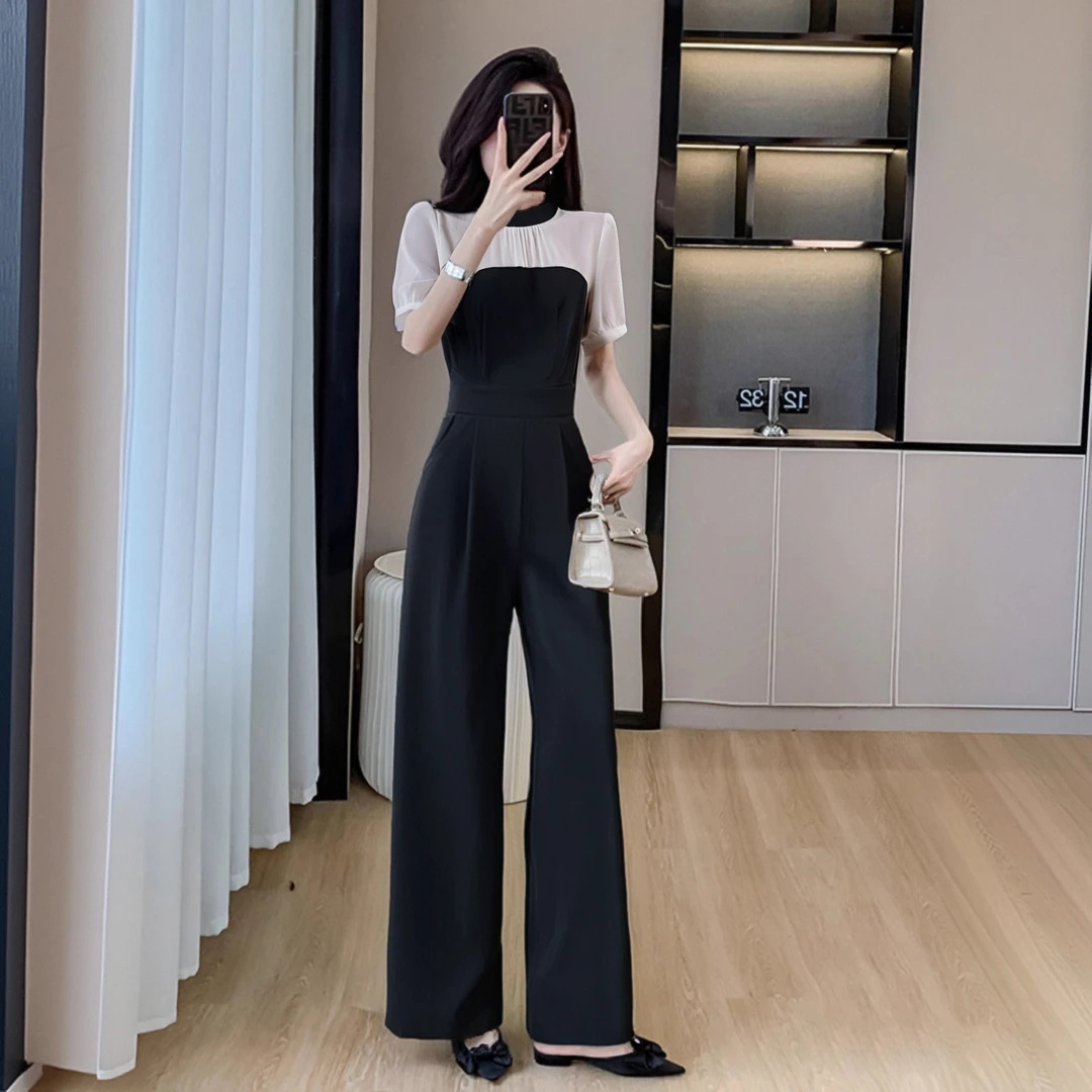 パンツセットアップ バイカラー切替ワイドパンツセット