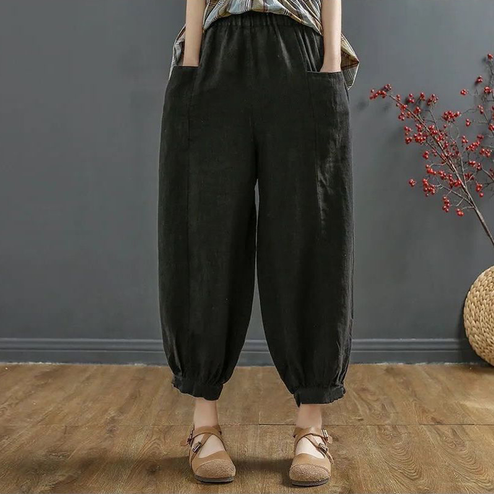 パンツセットアップ ワイドサルエルパンツ レディース ハイウエスト 綿麻