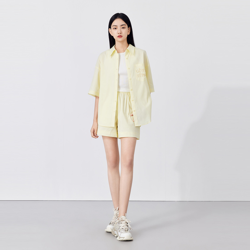 パンツセットアップ ショート ゆったりシルエットパンツセットアップ
