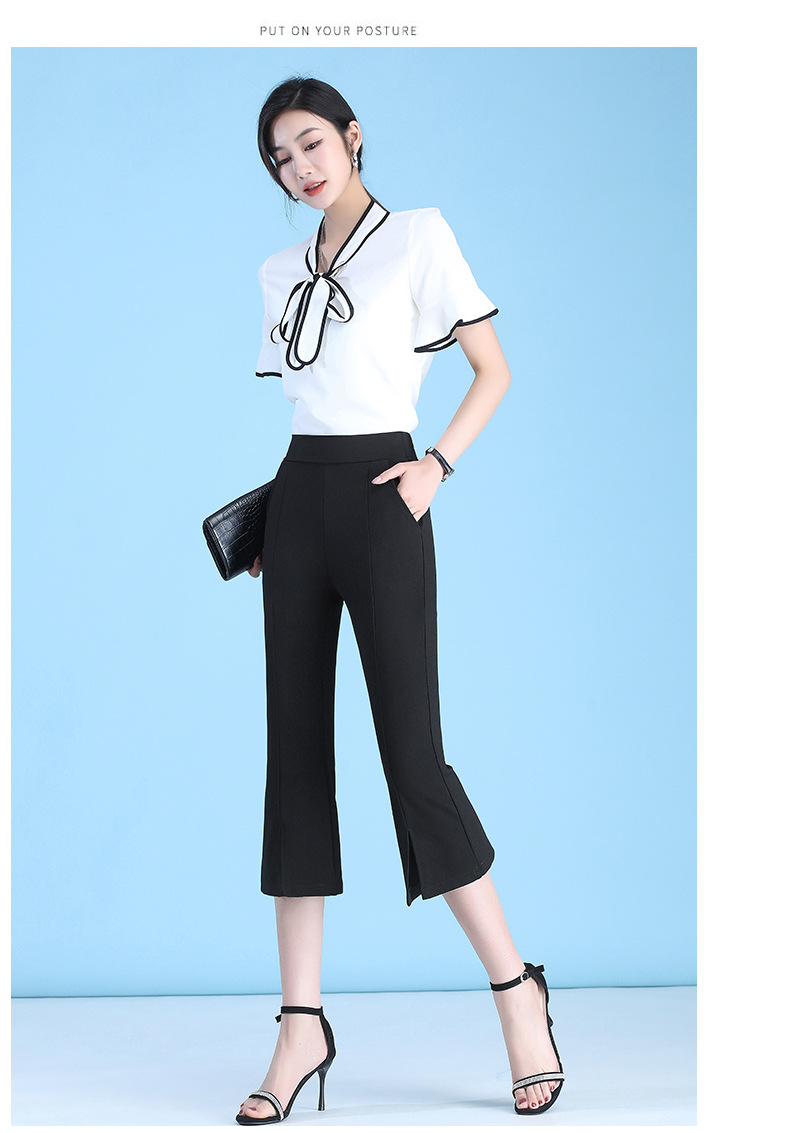 パンツセットアップ レース裾ワイドクロップドパンツ