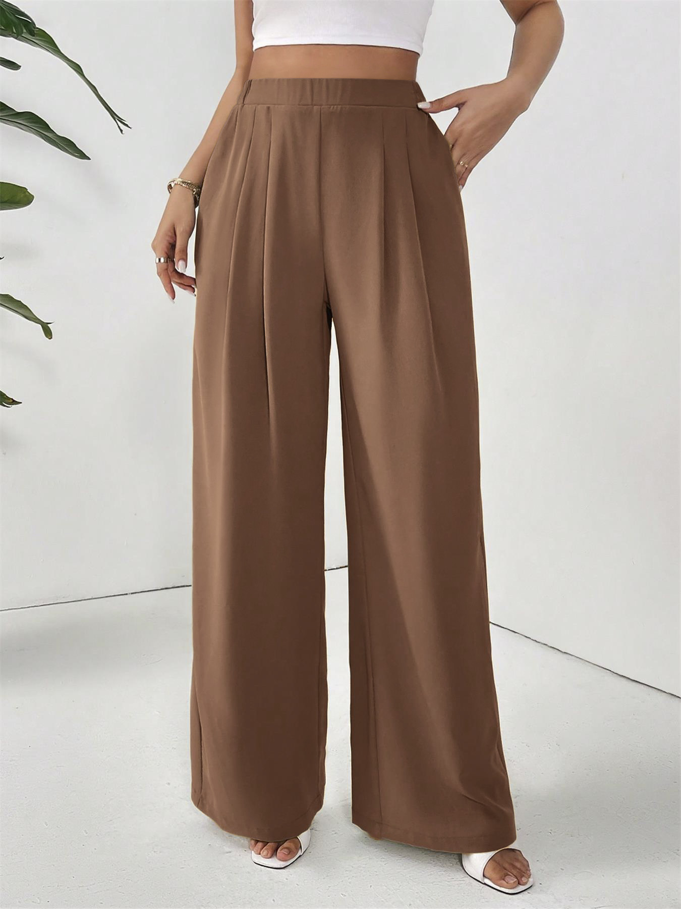 パンツセットアップ なめらかドレープワイドパンツ