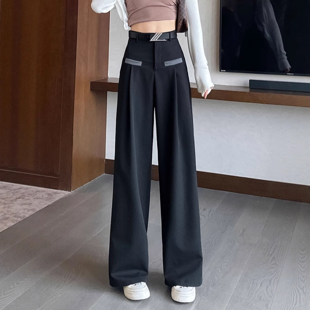 パンツセットアップ ポケット切替ハイウエストワイドパンツ