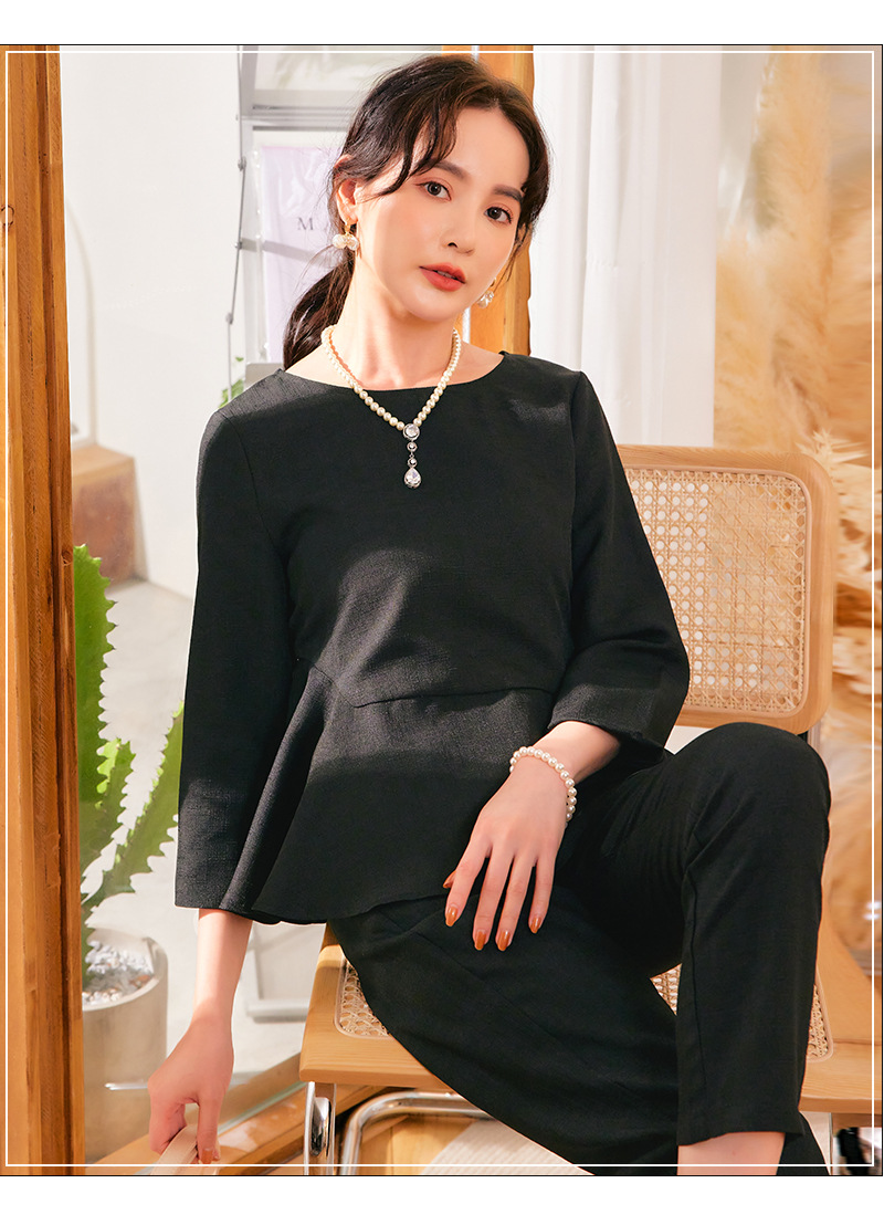 パンツセットアップ 優雅裾フレアパンツセットアップ